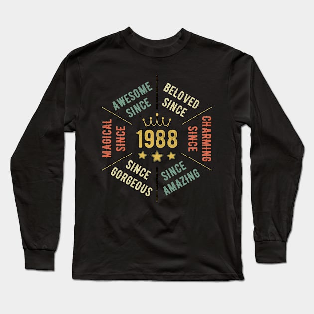 Retro Vintage 1988 35 Year Old Men & Women in 35th Birthday Long Sleeve T-Shirt by mahmuq